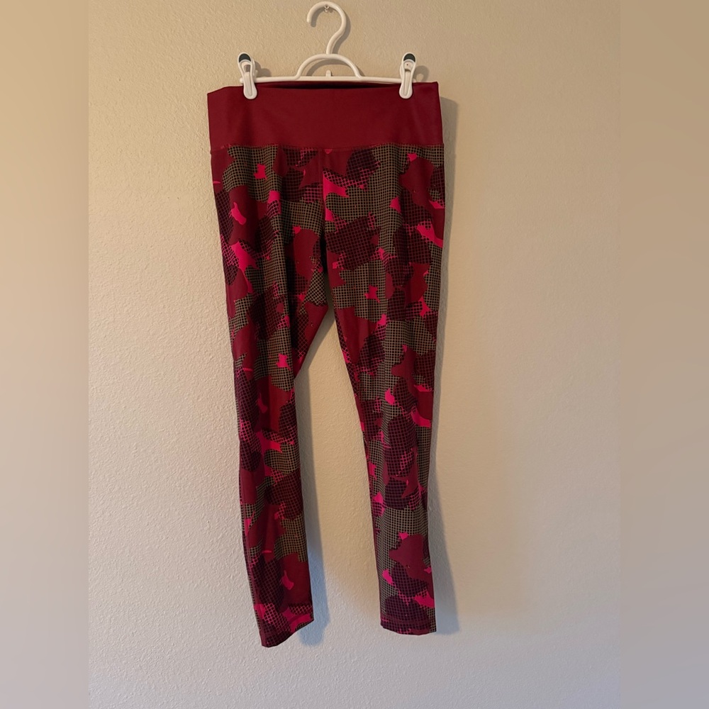 Adidas Red and Pink Patterned Leggings